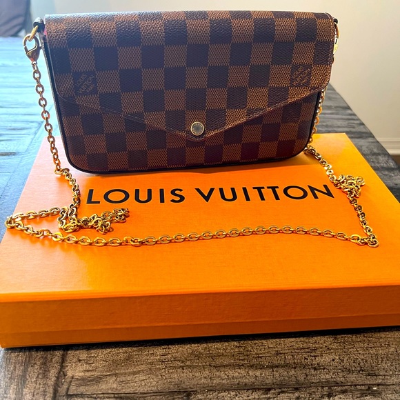 Louis Vuitton Handbags - Original Louis Vuitton cross bag, brown checkered design with red interior